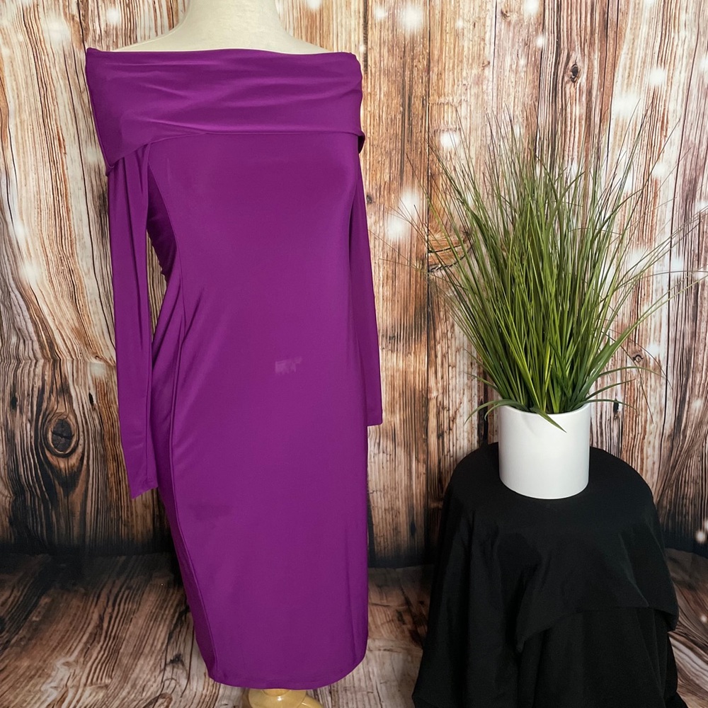 Purple, off the shoulder dress, 2XL - Picture 1 of 2